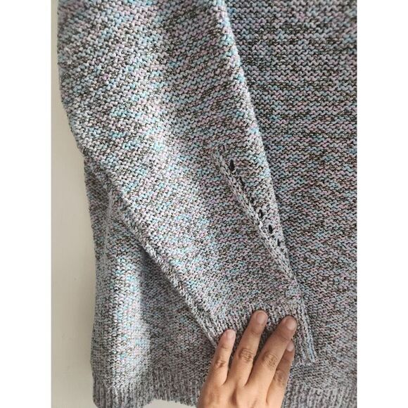 Talbots Women  Blue,Grey, Purple Open Knit/Pointelle Cotton Sweater size 2XP - Picture 5 of 9